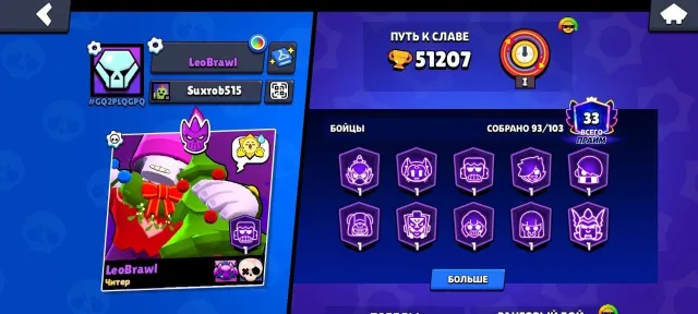 Great accounted for main push 22 full upgraded 33 primes 93 brawlers, trophies 51200, brawlers 93, primes 33