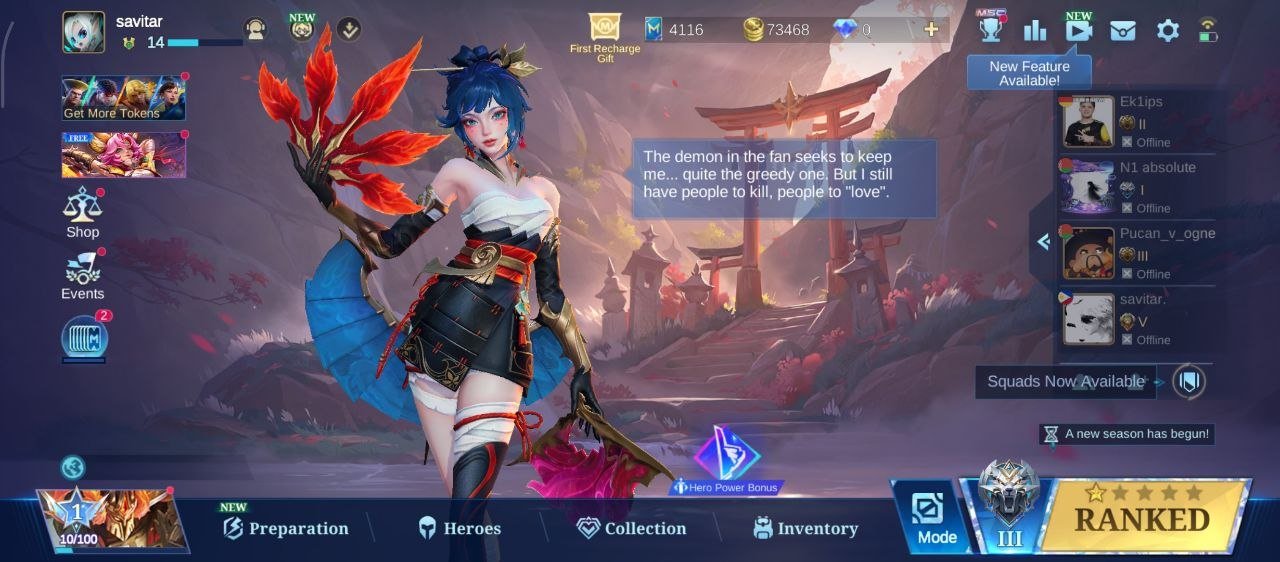 🖤Account suitable for a secondary or main profile🖤 BP: 73,468 🖤 Tickets: 4,116, Sale, Rank: Grandmaster, Level: 14, Winrate: 63%, Heroes: 44, Skins: 28