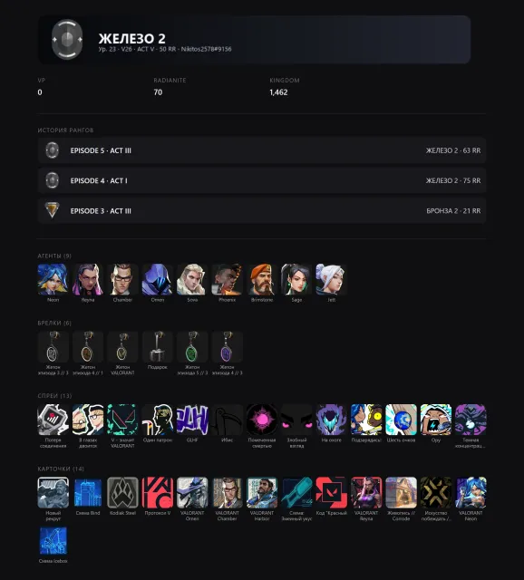 🟢┃👑┃🕗 АВТОВЫДАЧА┃🤍 СМЕНА НИКА┃✅ ПОЧТА┃, Продажа, Железо 2, Агентов: 7, Скинов: -1