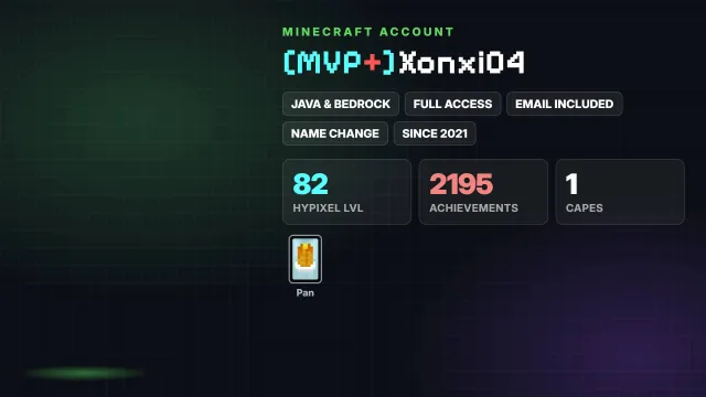 👑 [MVP+] 🦸 Cloak: Pan ✅ Java & Bedrock & full access, Sale, All account data