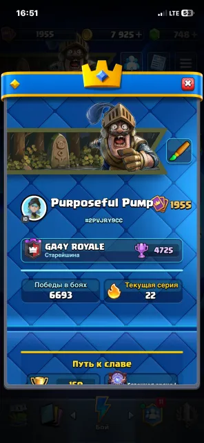 Absolute Champion | 9 Hero Cards | 46 Level 16 Cards | 14000 Trophies | 24 Evolutions, 33 Arena, 1955 Level, 14000 Trophies, 123 Cards, No