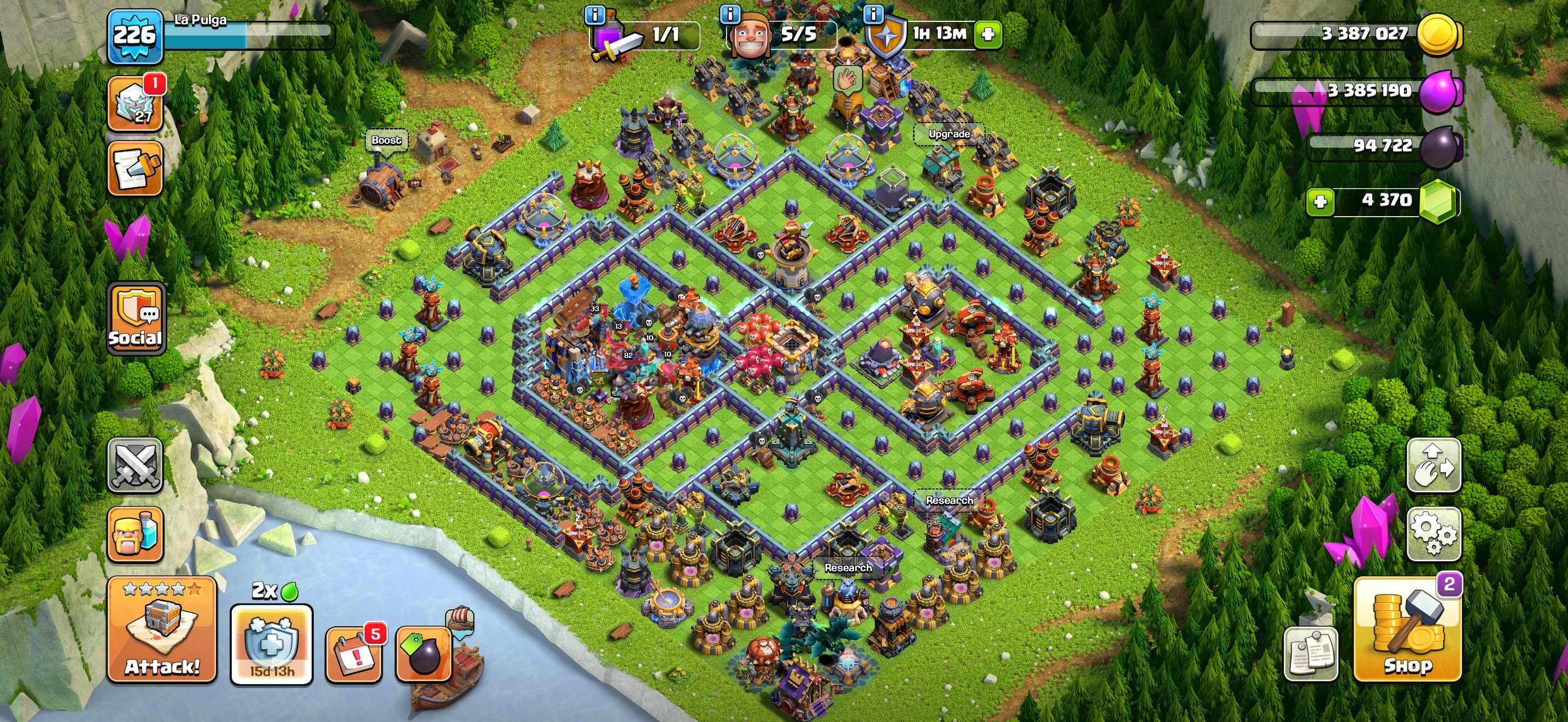 TH 18 Near Max 🛑 4086 War Stars 🛑 Heroes: 93-95-82-63-52-13 🛑 6x Epic Max Level 26 🛑 1852 CWL Medal, 18 TH Main Village, 10 TH Builder