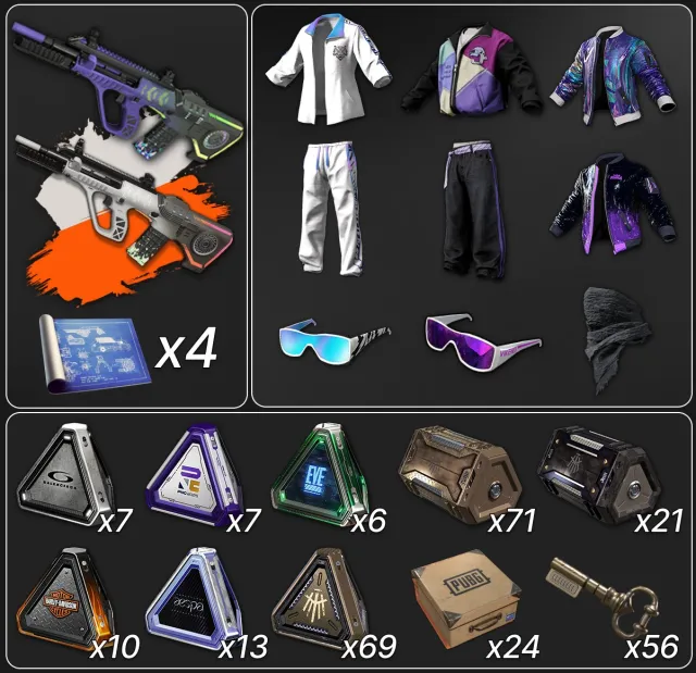 💖[PROGRESSIVE] NEON DREAM - AUG + WHITE CHROMA💖🔥230 СУНДУКОВ🔥🎀SNOW GLASSES🎀🔥МНОГО СЕТОВ🔥, Нет BATTLEGROUNDS Plus