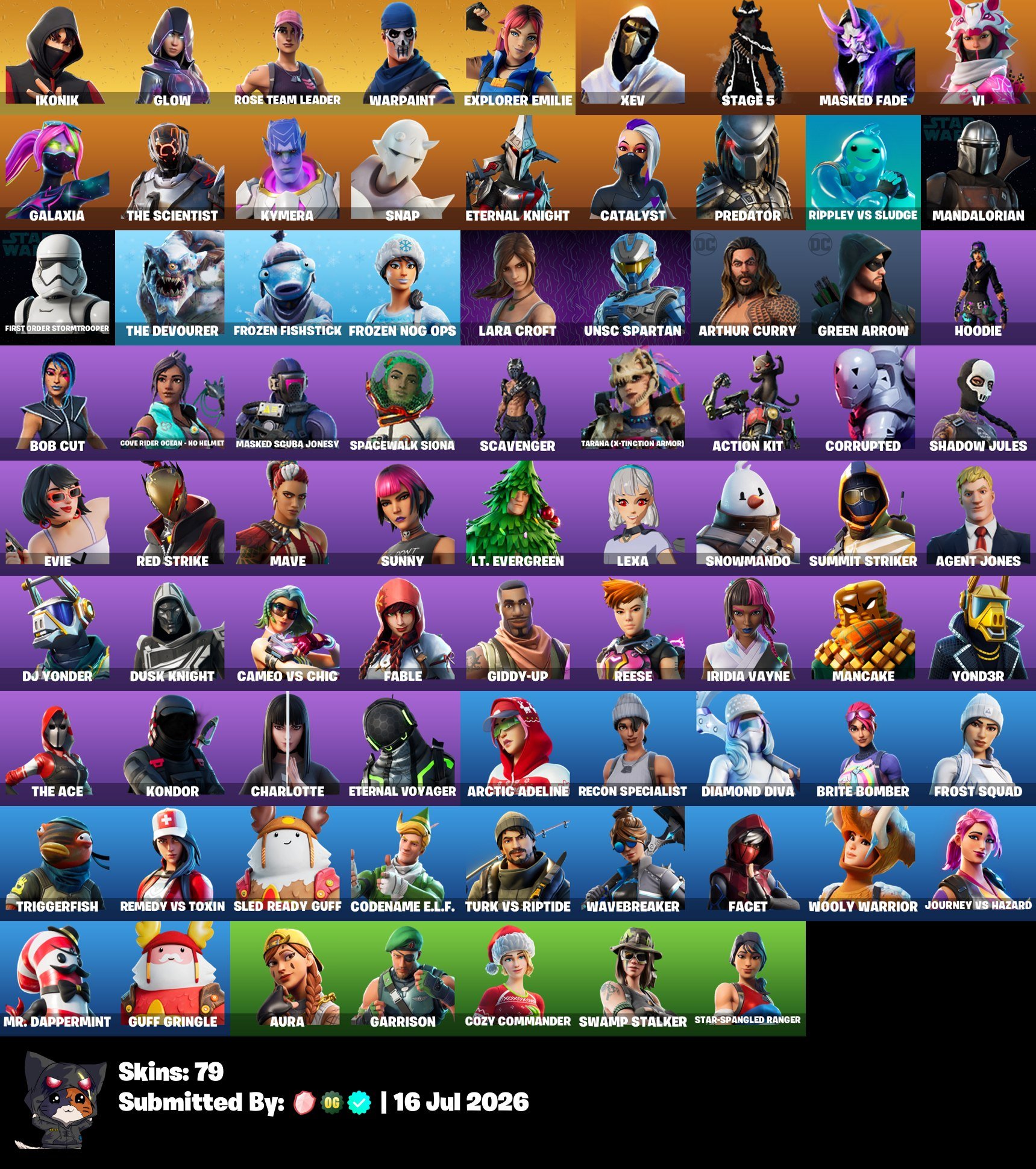 PC | FA | 77 Skins | IKONIK | Glow | Explorer Emilie | Black | Xev | OG STW, Sale, skins 77