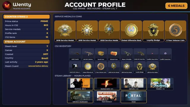 🔥 [CS2 PRIME] +6 RARE MEDALS: SERVICE 2018 — 2017 | +4 GAMES | FULL ACCESS #48XAGX, Sale, With inventory, Has PRIME
