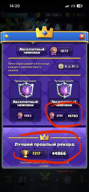 PERSONAL TOP ACCOUNT 2126lvl, with good achievements and finishes🏆🏅RELINKING, 32 arena, 2126 level, 15000 trophies, 122 cards, No