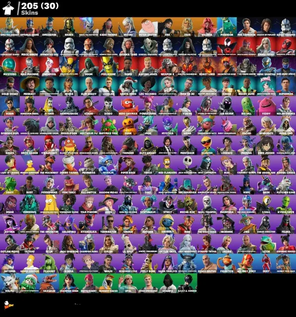 🔥 TOP FORTNITE ACCOUNT | RARE SKINS | MARVEL + STAR WARS, Sale, skins 205