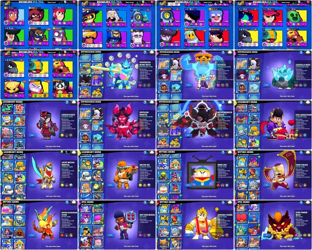 31 BUFFIES💚27 MAXED💚47k🏆25 HYPERCHARGED ACTIVE + 7 HYPER SKINS + DEVILISH MORTIS +NIGHTBRINGER EDGAR, trophies 42500, brawlers 93, primes 23