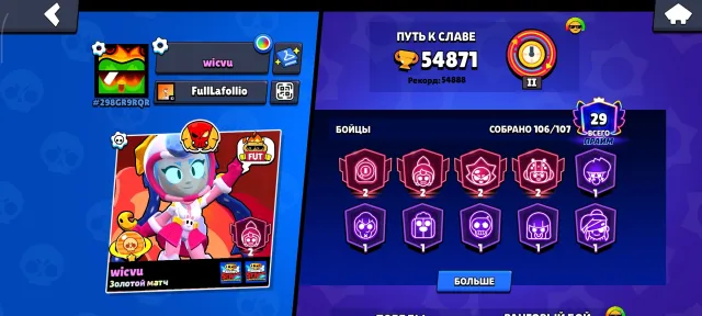 🔥🔥TOP ACCOUNT 2019 FOR RETURNING TO THE GAME🔥🔥, 54841 trophies, 105 brawlers, 29 primes