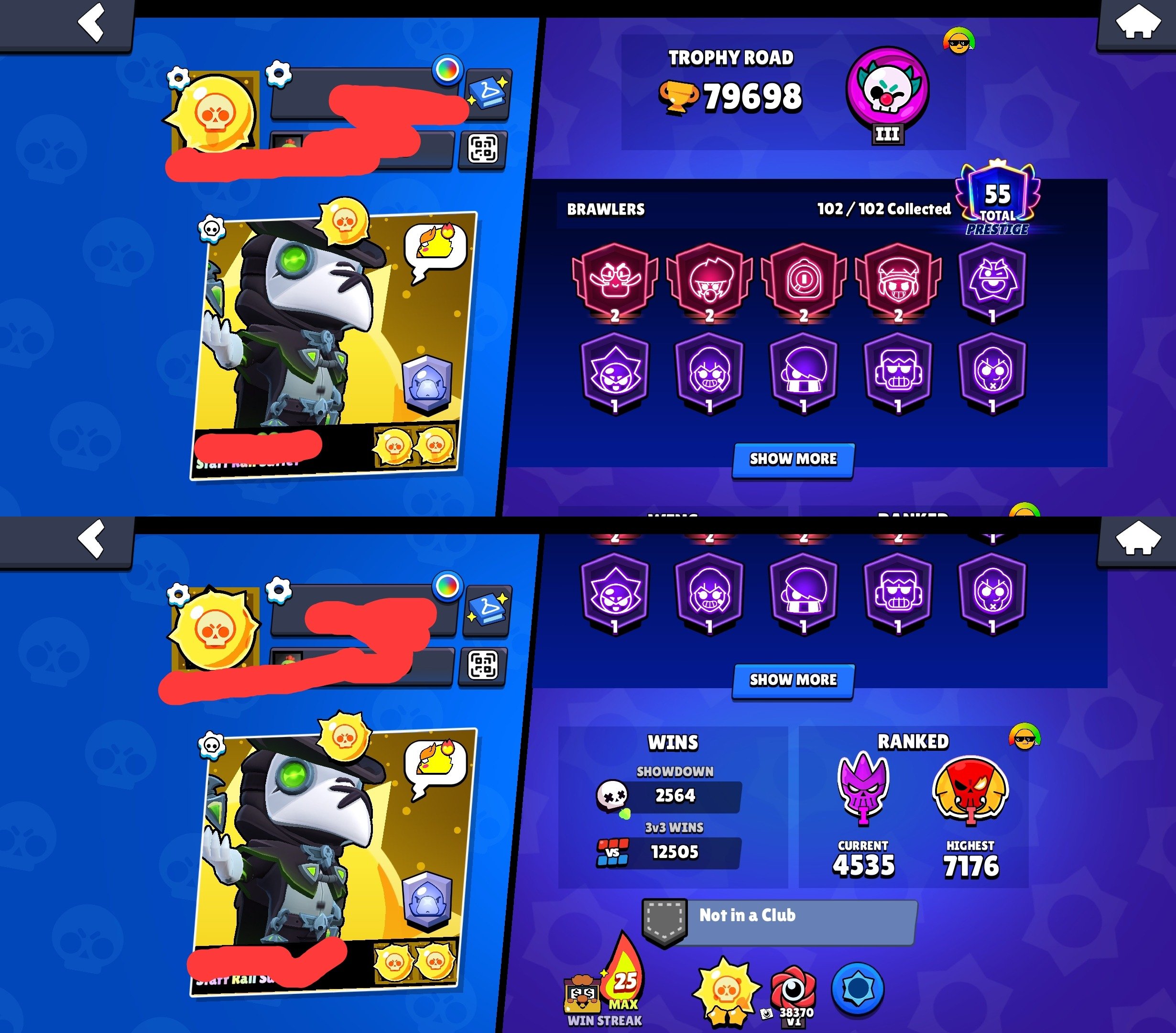 🏆𝟰𝟬𝐊🏆【🎫𝟭𝟭 BRAWL PASS+🎫】👤1OO/1O4👤𝟯𝟬𝟬 SKINS~30k💎❰+Royale❱📹VIDEO REVIEW📹, trophies 40000, brawlers 100, primes 18