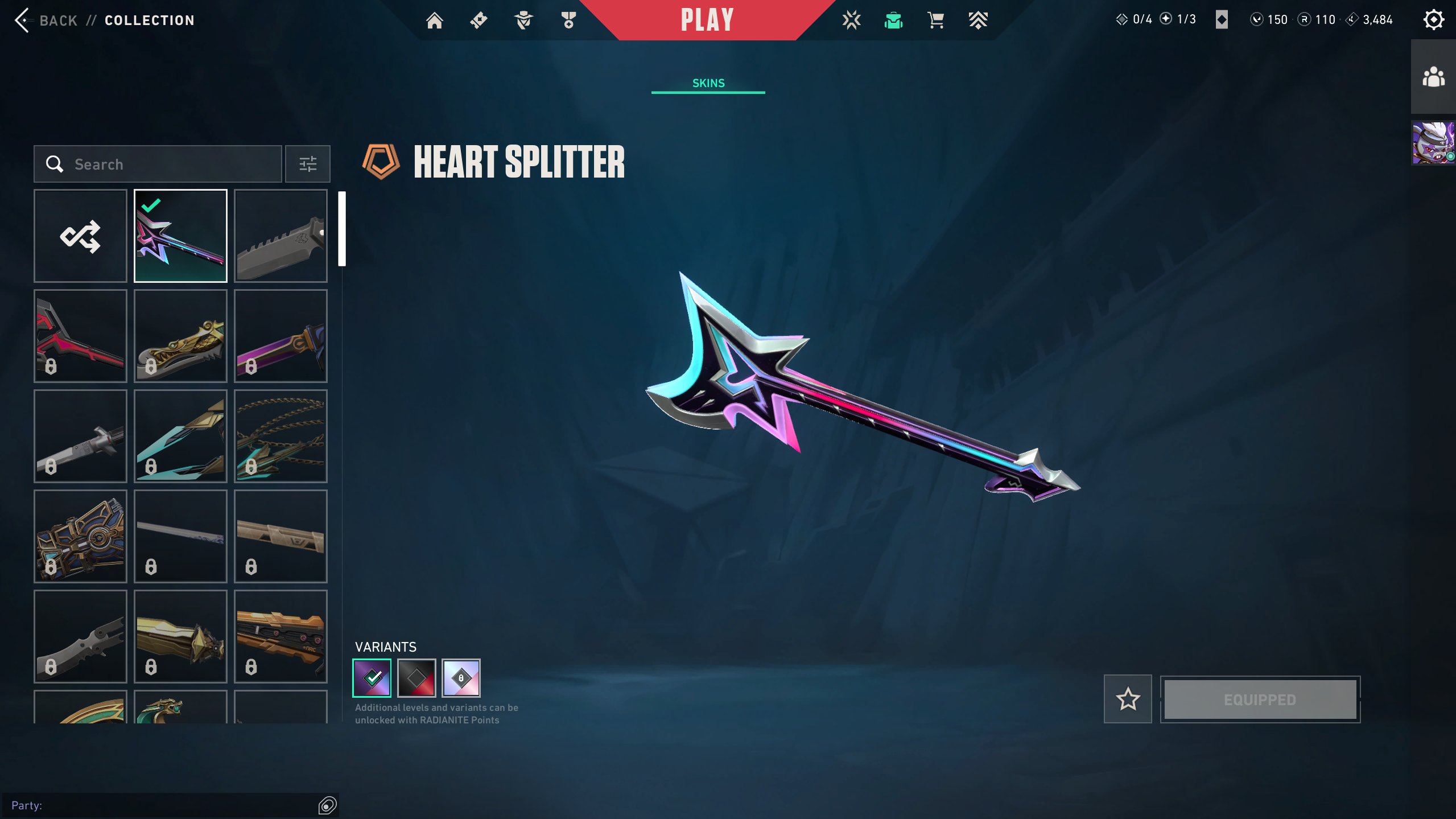〖 1 Knife ✦︎ 13 Skins ✦︎ Heart Splitter ✦︎ Valiant Hero Vandal 〗, Sale, Ranked unlocked, Agents: 12, Skins: 13