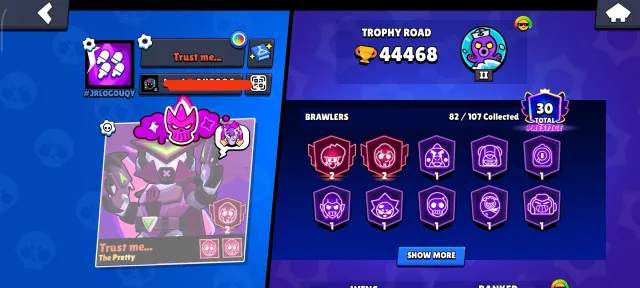 ⚡ACCOUNT 2024⚡🏆44468🏆👤82 out of 107👤💎lots of donations💎🎮DESCRIPTION🎮 Rebinding, 44468 trophies, 82 brawlers, 30 primes