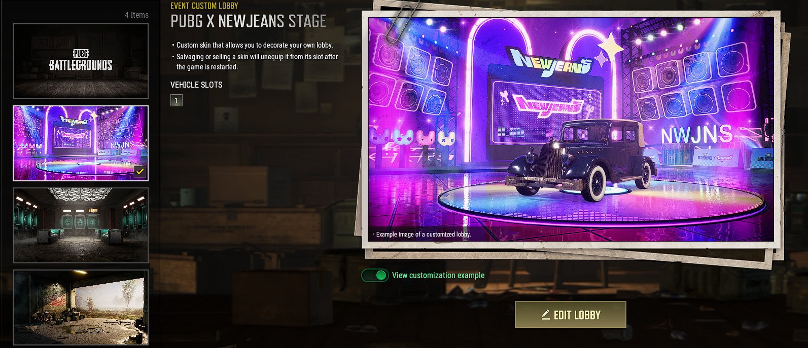 MANE ACCOUNT - TOP500 - LAMBORGINI x NEWJeans LOBBY, Yes BATTLEGROUNDS Plus