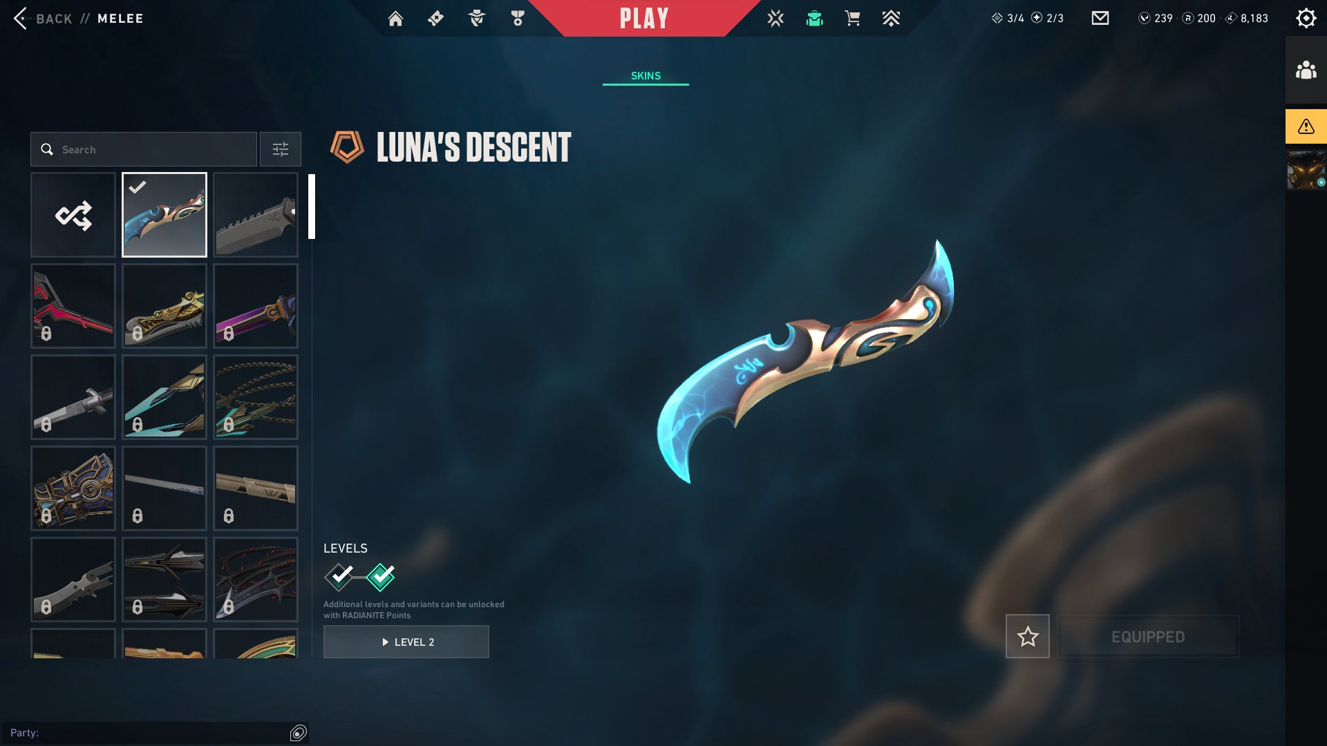 SELLING PERSONAL ACCOUNT VALORANT PLAT 3 KERAMBIT KNIFE LUNA, Sale, Platinum 3, Agents: 12, Skins: 1