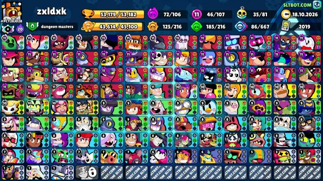 💜 《🏆53,100 CUPS🏆》《👤 107 BRAWLERS👤 》《🌟46x11 POWER🌟 》《💰350+ SKINS💰》《🌟VERY FAT ACCOUNT🌟》💜, 53179 cups, 107 brawlers, 27 primes
