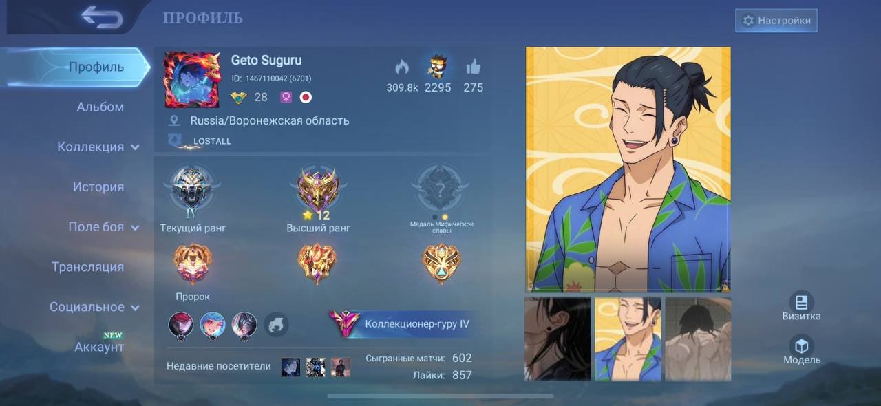 🔥PERSONAL ACCOUNT🔥309k CHARISMA🔥KOF Darius, Gossen🔥MANY LIMITED SKINS🔥THE ENTIRE MET PACK OF HEROES🔥, Sale, Rank: Mythic, Level: 28, Winrate: 67%, Heroes: 74, Skins: 251