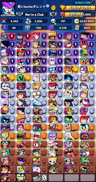 ☦️❗【 🏆60006🏆 】DONATED ACCOUNT❗☯️⭐💜13816 COINS 6000 BLINGS 17 GEMS 5090 POWER POINTS💥☦️, trophies 60000, brawlers 104, primes 30