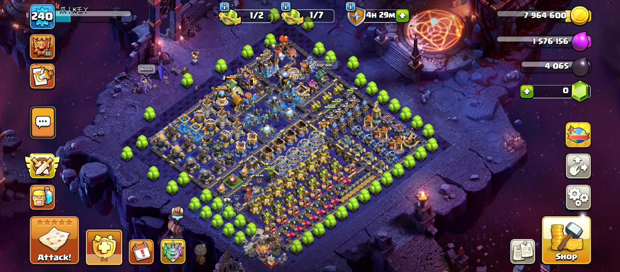 World Best Equipment Max➤Cosmic set➤Max Def Army Walls➤Hero:106.106.90.85.55.25➤Full acces➤NC 500, 18 TH Main Village