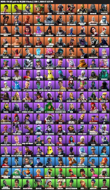 170 скинов Travis Scott Тревис Скотт 🟠Peely 🟩 Midas 🌟 World Warrior 🟣 Rogue Agent 🟦 Backlash ⭐ Omega, Продажа, скины 170