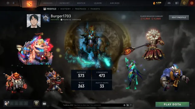 Stwächter | Arcana Phantom Assassin | Persönlichkeiten AM · Pudge | 658 Skins, Verkauf, 909 MMR, 4860 Ehrlichkeit, 4860 Höflichkeit, 573 Spiele, 821 Stunden