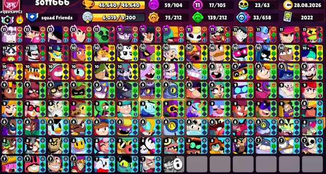 🍀105 BRAWLERS; 47k🏆; DONATED✅|17-11 POWER; GOLD 1|✅|EL GUMBO; ROUGH LU; COLT-MECH🍀~🍃FULL ACCESS🍃, 46640 trophies, 105 brawlers, 15 primes
