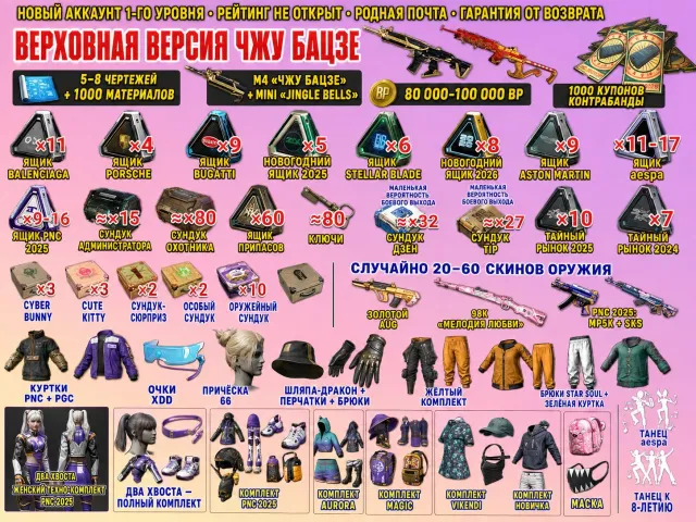 🔥PROGRESSIVE M416 - Zhu Bajie + Mini 14 - Jingle Bells 🎫1000 КУПОНОВ 📦330+СУНДУКОВ 🗺️ 5-8 ЧЕРТЕЖЕЙ, Нет BATTLEGROUNDS Plus