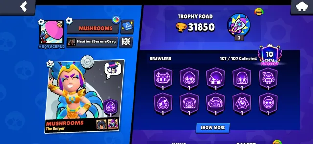 ALL BRAWL STARS ACCOUNT, 31000 trophies, 108 brawlers, 10 primes