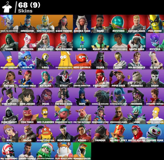 👕 68 skins 🎮 Level 1899 💰 400 V-bucks 💰 Renzo the Destroyer | Omegarok | Spectra Knight | Kado, Sale, skins 68