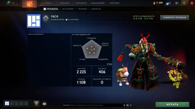 ✅ Calibration (2900mmr) | Decency 9770 | Trophy level 59 | Matches 2225 | Confidence 0%, Sale, 2900 MMR, 9770 Behavior score, 9770 вежливости, 2225 games