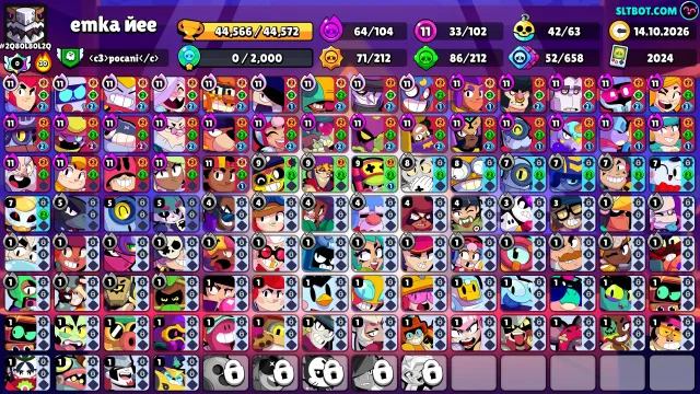 brawl + clash royale 33 level 11s and 65 hyper, 44556 trophies, 102 brawlers, 33 primes