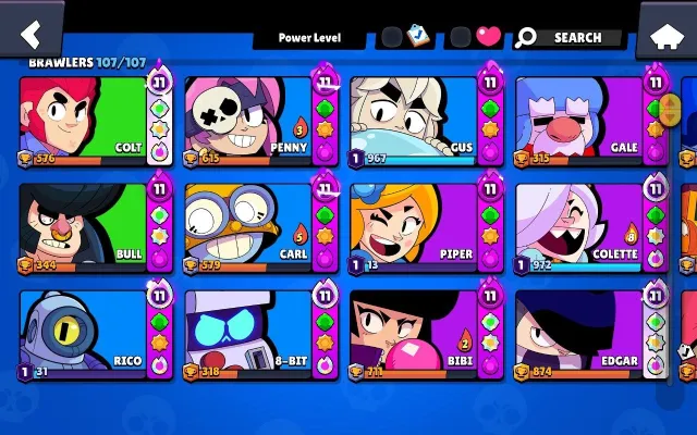good acc, 48000 trophies, 107 brawlers, 20 primes