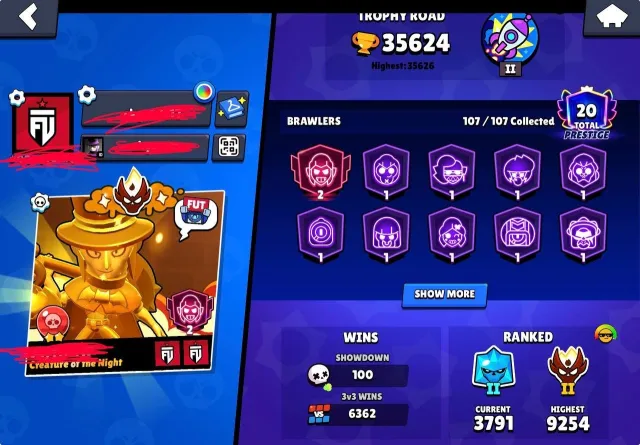 🌺CHAMPIONSHIP TAB🌺2 Master🌺Second Master🌺Old Master 2024🌺X3 New Master 2025🌺ALMOST SATURN GLORY🌺, 36000 trophies, 107 brawlers, 20 primes