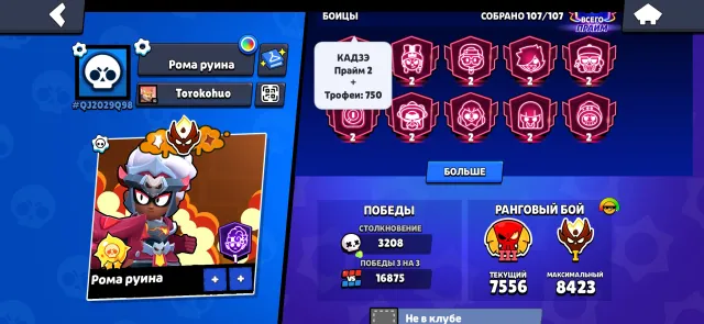 120k, 2x Master, 8x Legendaries, 120000 Trophies, 107 Brawlers, 89 Primes