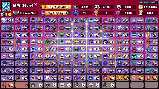 🏆101K🏆⭐️95PRIMES🟡16K COINS🟡💎128 Crystals💎✨21K BLINGS, 101549 trophies, 101 brawlers, 95 primes