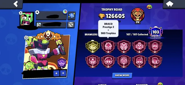 🪪 FULL ACCOUNT 🪪 ⭐️ MASTER, PRESTIGE, 30 RANK ⭐️ ✅ RELINK ✅, 126600 trophies, 107 brawlers, 103 primes