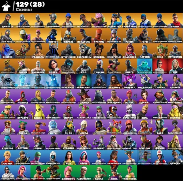 💮АВТОВЫДАЧА💮129 skins🌺PVE🌺Travis Scott🌺Take The L🌺Душегуб🌺Лара Крофт🌺Рыцари🌺Матч-Пойт🌺Альпинист🌺, Продажа, скины 129