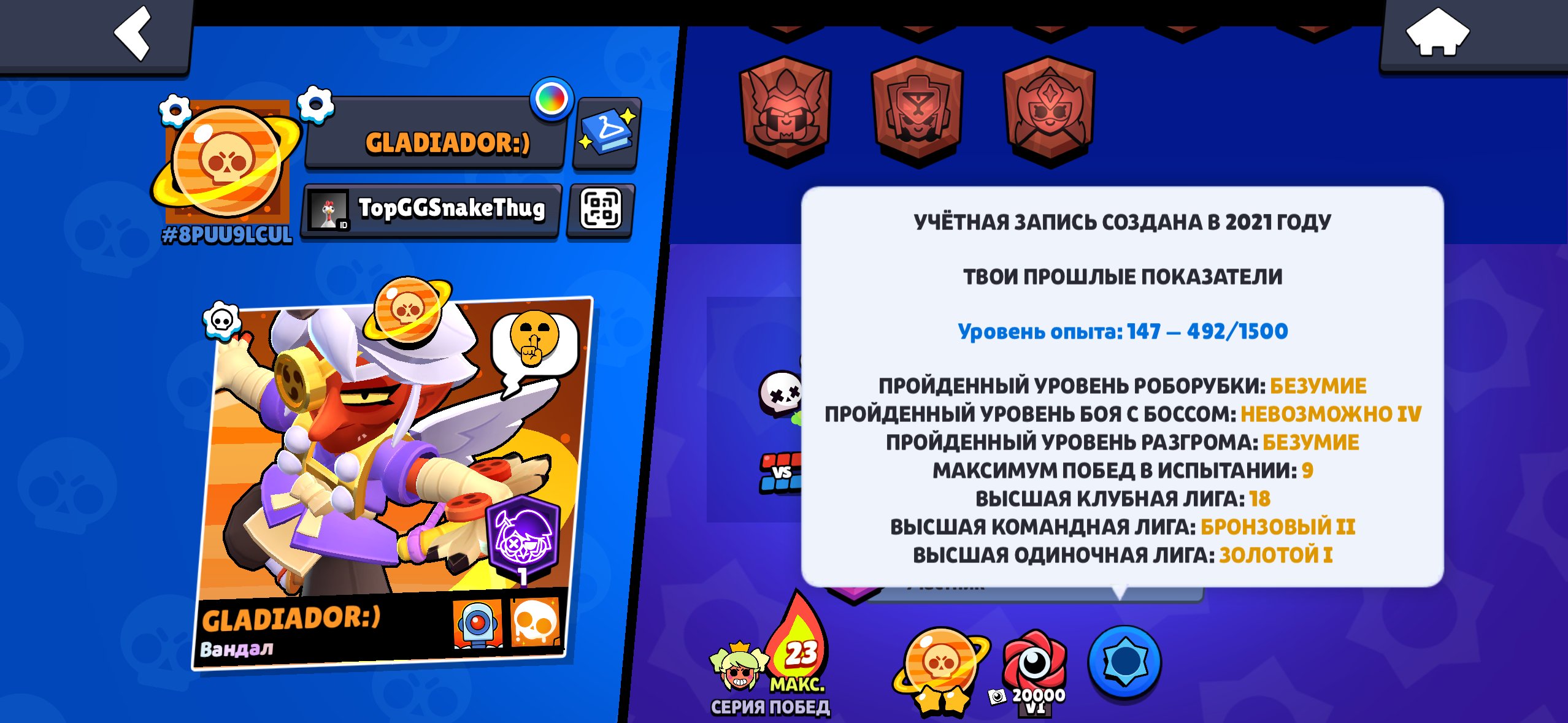 2021 account with rare skins🔥 AUTO-DELIVERY, trophies 62447, brawlers 103, primes 23