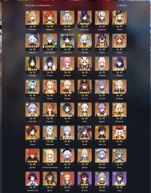 💫93 5⭐characters (including const), C6 HU TAO, C6 TIGNAARI, MANY C2 CHARACTERS + SIGNS, Any platform, Email linked, Lumine, Levelled up, AR 60, Event 61