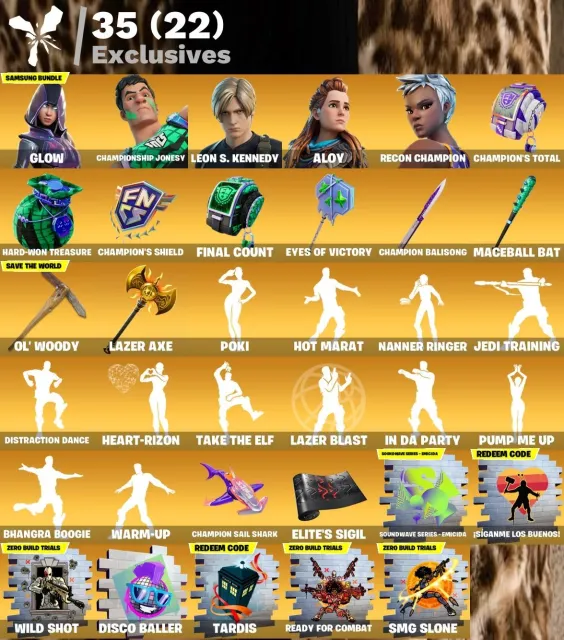 [PC] 334 skins | Glow | Championship Jonesy | Leon S. Kennedy | Aloy | Recon Champion, Sale, skins 334