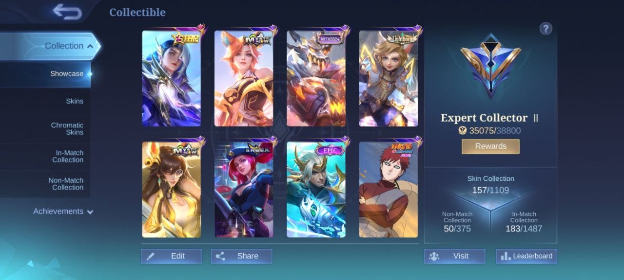 Star Lesley KOF Karina EPIC YSS Kagura Nana lunox khufra emblem Max, Sale, Rank: Mythic, Level: 57, Winrate: 49%, Heroes: 96, Skins: 157