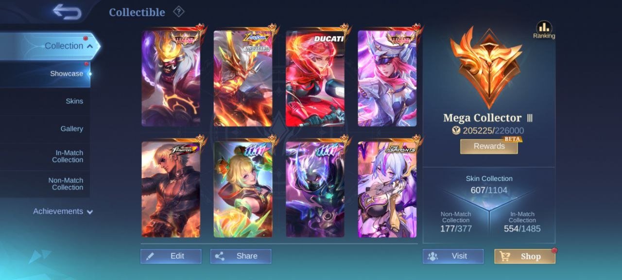 Mega 3➤Legend Franco Freya KOF Gusion 11.11 Haya aspirnt 3 Prime 2 allstar moskov Ducati benetta, Sale, Rank: Mythical Immortal, Level: 118, Winrate: 56%, Heroes: 132, Skins: 607