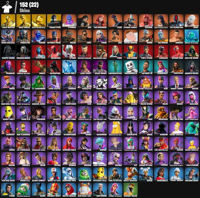 ⚡ SNAKE EYES • Gold Midas • Gold Brutus • Gold Meowscles | 152 Skins | (PC/XBOX/PSN), Vente, skins 152