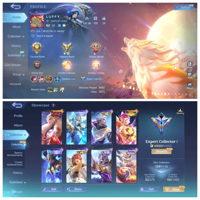 Greinger megatron and firends, Sale, Rank: Mythic, Level: 81, Winrate: 58%, Heroes: 50, Skins: 160