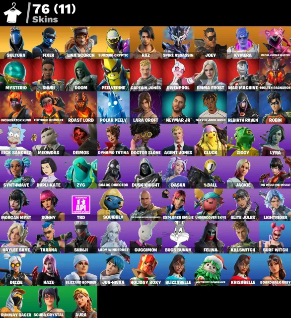 👕 76 скинов 🎮 2021 Уровень 💰 200 V-bucks 💰 Sultura | Fixer | Lina Scorch | Subzero Cryptic | Raz |, Продажа, скины 76