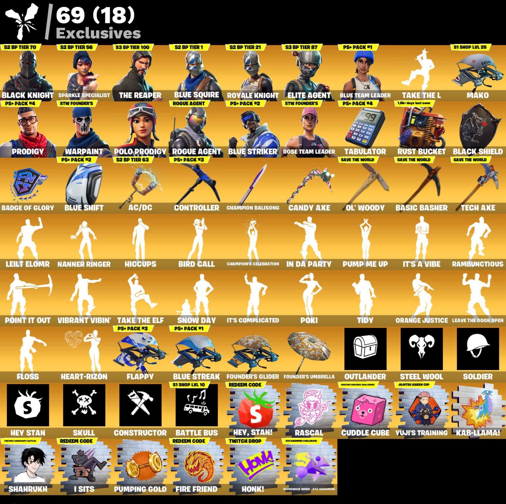 ⭐️304 SKINS🎃Black Knight +The Reaper+459 Emoticons‼️WARRANTY, Sale, skins 304
