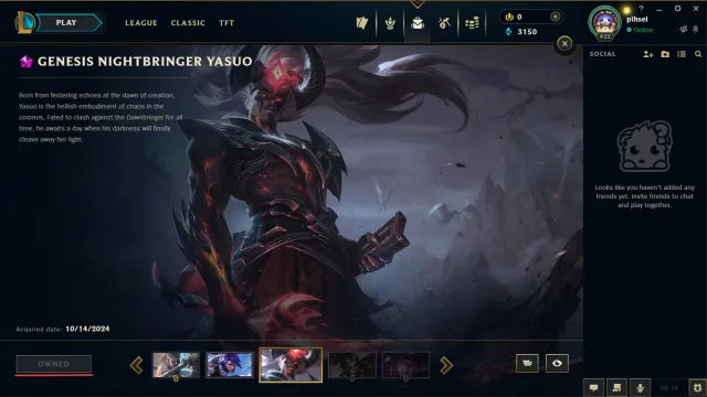 Level 422 | 259 Skins | (Original Nightbringer Yasuo) | Mail Transfer | Personal, Sale, level 422, champions 171, skins 259, No rank