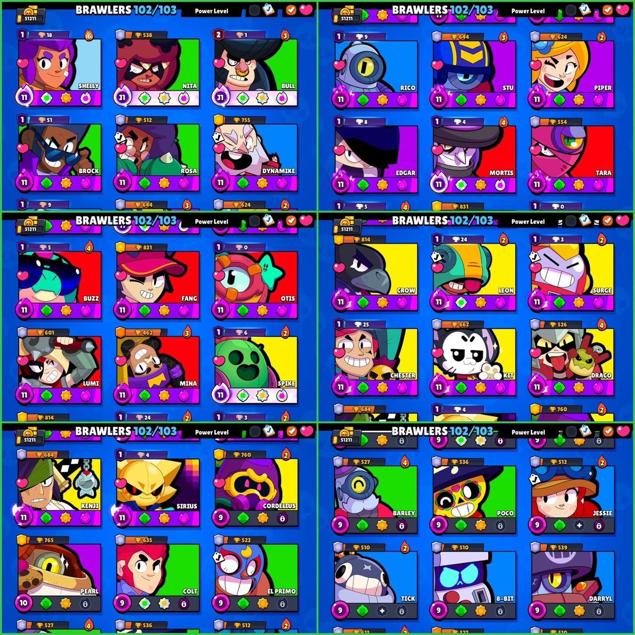 ▣ 51K Trophies ▣ 102 Brawlers Unlocked ▣ 26 Hypercharged ▣ 276 Skins ▣, trophies 51000, brawlers 102