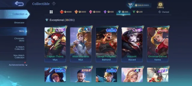 ML# 1695 LUCKYBOX Eduora collector Natalia EPIC Harley khufra Nana Carmila Moskov emblem Max, Продажа, Ранг: Эпик, Уровень: 78, Процент побед: 47%, Герои: 119, Облики: 184