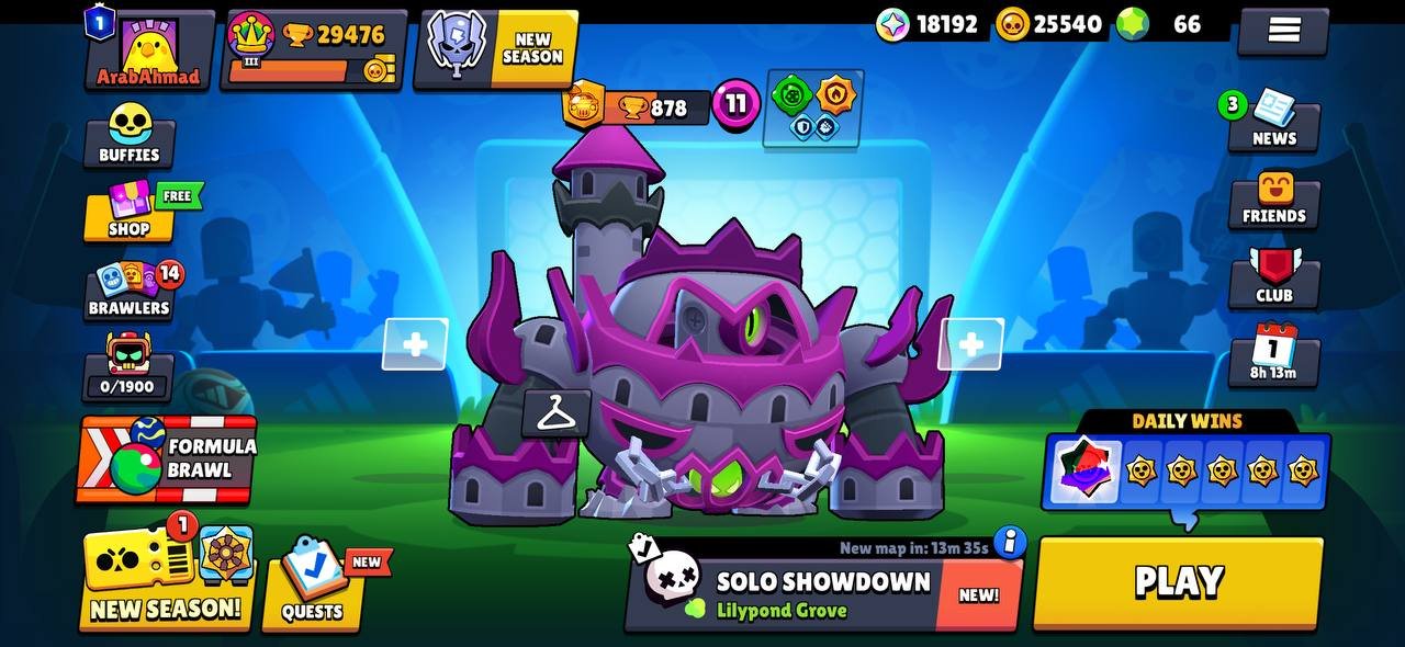 29k 🏆, athlete stu, 87 brawlers + Kaze, 9 leg, 19 11 strength + 6 hyper, 25k coins, 160 skins, trophies 29000, brawlers 87