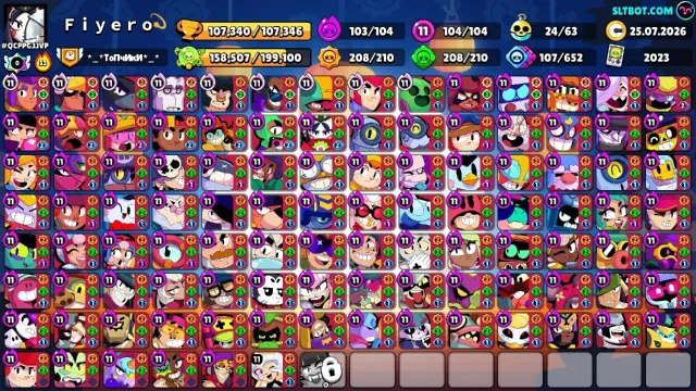 🔥 107k+ | FULL 11 LVL | ALL HYPERS | 85k+ BLING | 6 TITLES | BP+ | RE-LINK, trophies 107340, brawlers 104